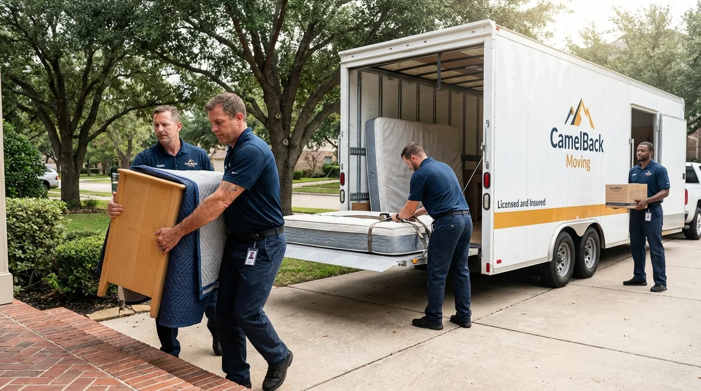 Crew loading residential truck for cross-state move from Anna, OH